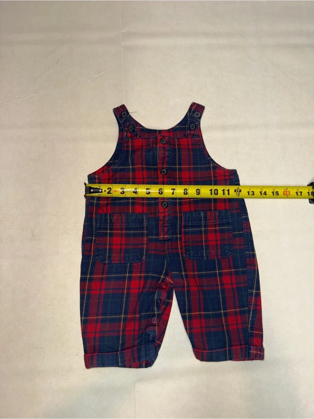GAP Red and Navy Plaid Toddler Overalls